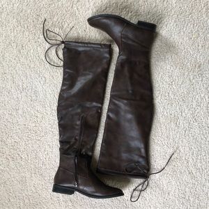 Chocolate brown thigh high boots